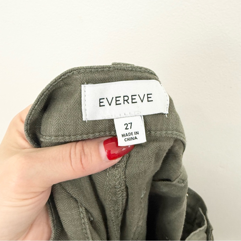 Evereve Tessa Utility Cargo Jogger Pants Linen Blend Olive Green 27 - Picture 3 of 6